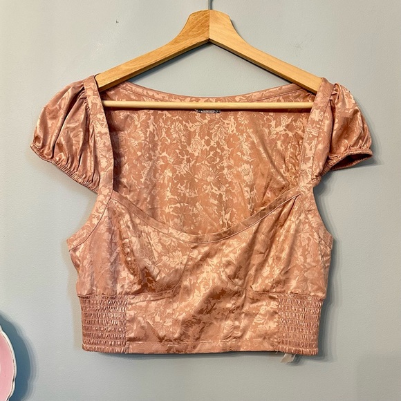 Free People Tops - Free People Intimately Coquette Cropped Peasant Top Puff-Sleeve Milkmaid Regency